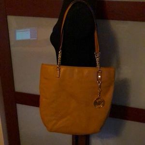 Michael kors camel brown leather hand bag purse